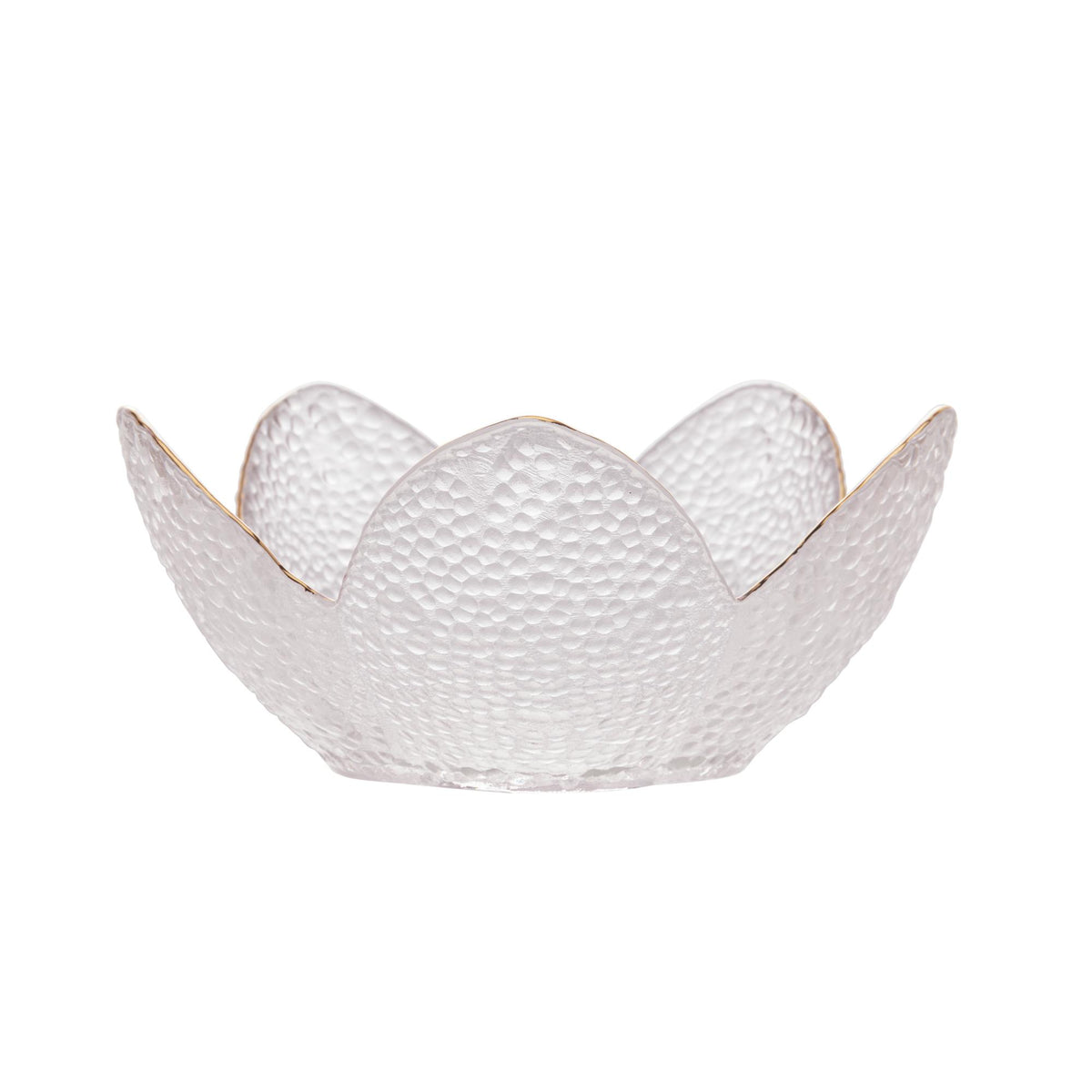 Bowl de Cristal Martelado com Borda Dourada Taj Flor 16cm x 8cm - Wolff